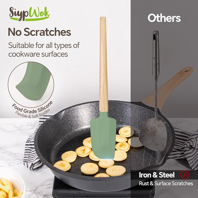 Silicone Spatula Set, Food Grade Rubber Spatula-4 Piece Nonstick Rubber Spatulas, Spoonula, Jar Scraper for Cooking, Baking, Mixing, Frosting - Heat Resistant Up to 600°F (Spatulas-Colorful)