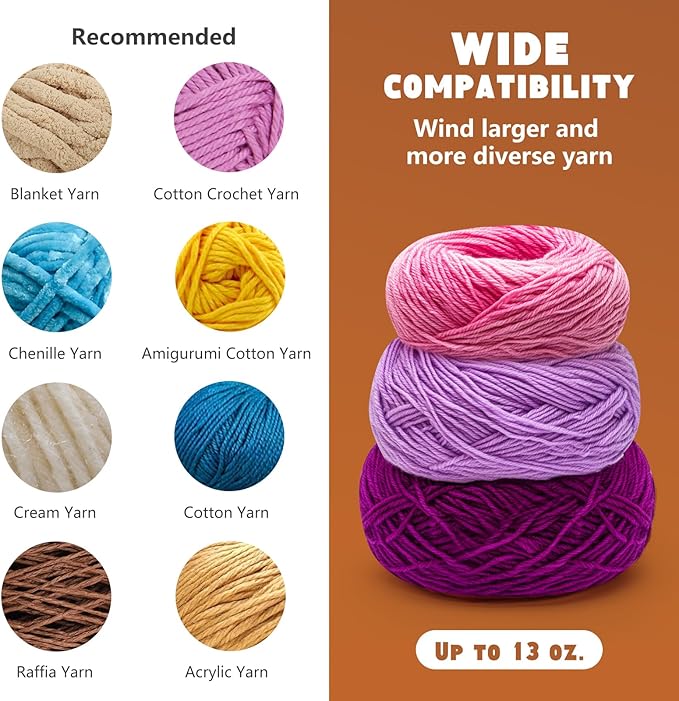Yarn Winder and Swift, Electric Yarn Ball Winder & Swift Combo for Crocheting, Efficiently Cake with Strong Tension Adjustable Speed Up to 13 oz, Yarn Spinner Wool for Knitting Enthusiast (Pink)