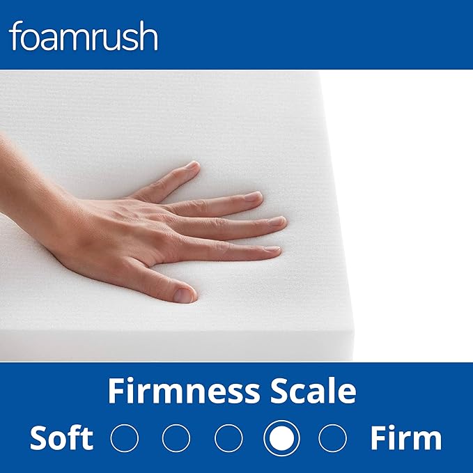 FoamRush 6" H x 24" W x 24" L Upholstery Foam Cushion High Density (Square Foam for Dining Chairs, Chair & Wheelchair Seat Cushion Replacement)