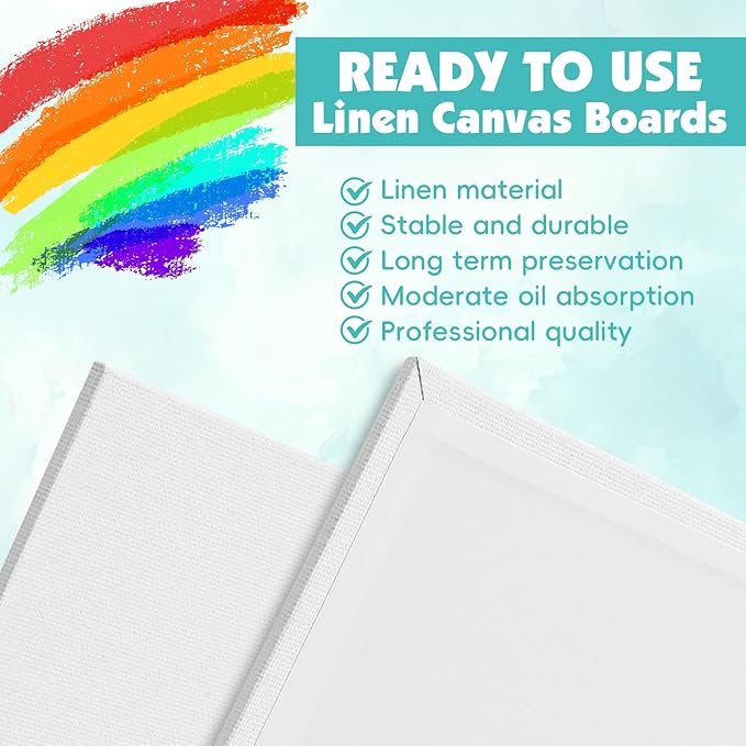 ESRICH Professional Linen Canvas for Painting, 5 Pack Linen Canvas Panels 11x14 Primed Acid Free Blank Canvas Boards for Painting for Artists, Painters