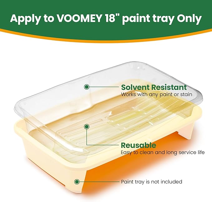 VOOMEY 7 Pcs 18 Inch Paint Tray Liners,6 Pcs 18 Inch Roller Covers, Large Paint Roller Sleeves for Wall, Ceiling, Painters, Painting Surfaces.