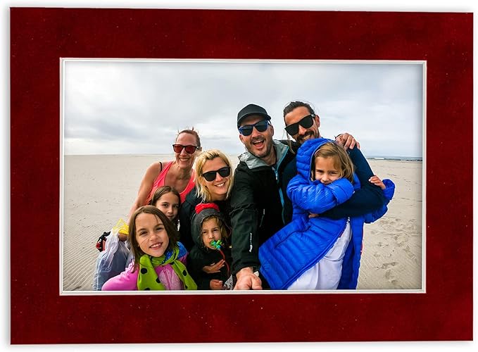 Pack of Ten Acid Free 8x10 Mats Bevel Cut for 5x8 Photos - Bright Red Suede Precut Matboards With Backing Boards and Self Seal Photo Mat Bags For Pictures, Photos, Framing - 4-ply Thickness