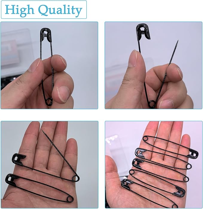 60PCS-3Inch Large Black Safety Pins, Rust-Resistant Nickel Plated Steel, Sharp Edge, Sewing, Arts & Craft