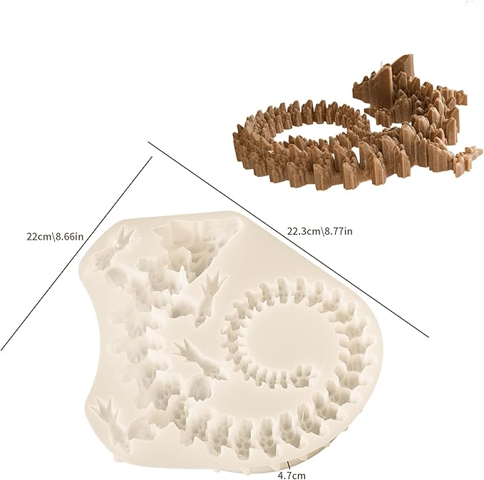Diamond Dragon 3D Animal Dinosaur Mold - Round and Long Dragon, Animal and Dinosaur Silicone and Resin Casting Mold for Candle Making and Home Decor