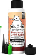 Bearly Art Precision Craft Glue - The Original - 4fl oz - Tip Kit Included - Dries Clear - Metal Tip - Wrinkle Resistant - Flexible and Crack Resistant - Strong Hold Adhesive - Made in USA