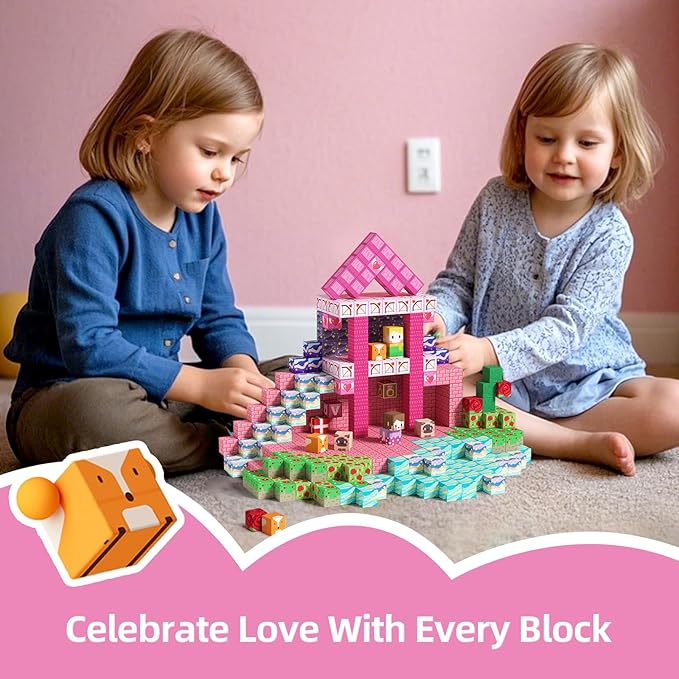 GobiDex 100PCS Magnetic Blocks Princess Building Toys for Girls Age 3+, Game-Based Build MagWonder with STEM Magnet Construction Set, Sensory Gifts for Kids Birthday (1 inch)