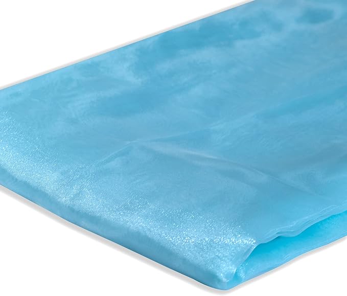 Fynite Organza Fabric | 10 Yards Long | 44" Wide | Bridal Solid Organza Bolt for Wedding Dress Fashion Craft Decorations - Silky Shiny Sheer - Light Blue