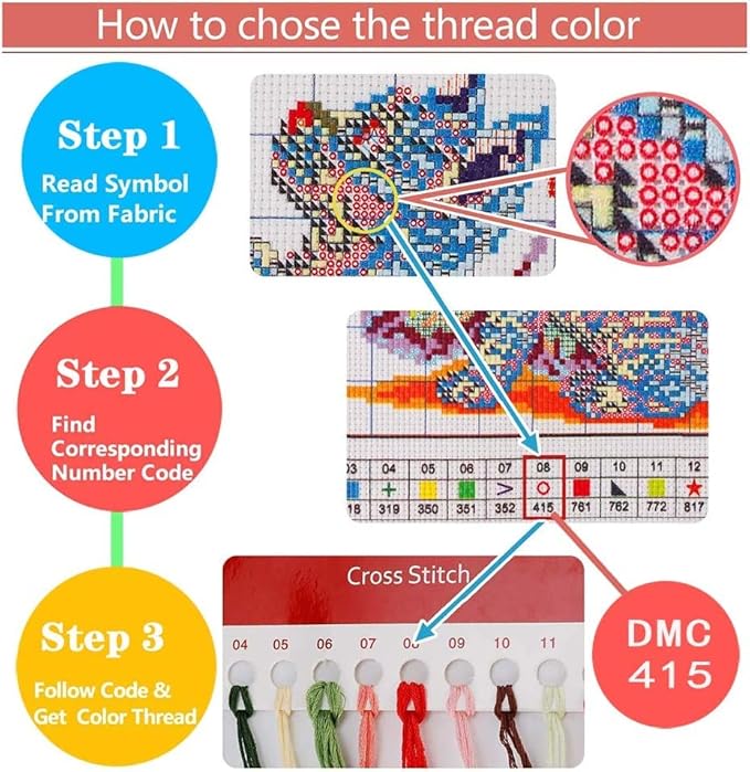 Leczany Cross Stitch Stamped Kit for Adults or Kids - Little Tiger and Butterfly | DIY Embroidery Starter Patterns Craft Kit Needlepoint for Beginner | 11CT, 3 Strands | 14.2x15.8 inches