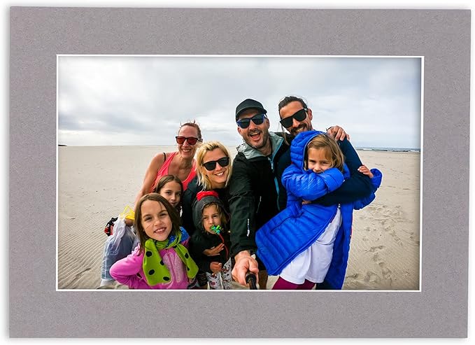 8x10 Mat Bevel Cut for 5x8 Photos - Acid Free Charcoal Grey Precut Matboard - For Pictures, Photos, Framing - 4-ply Thickness
