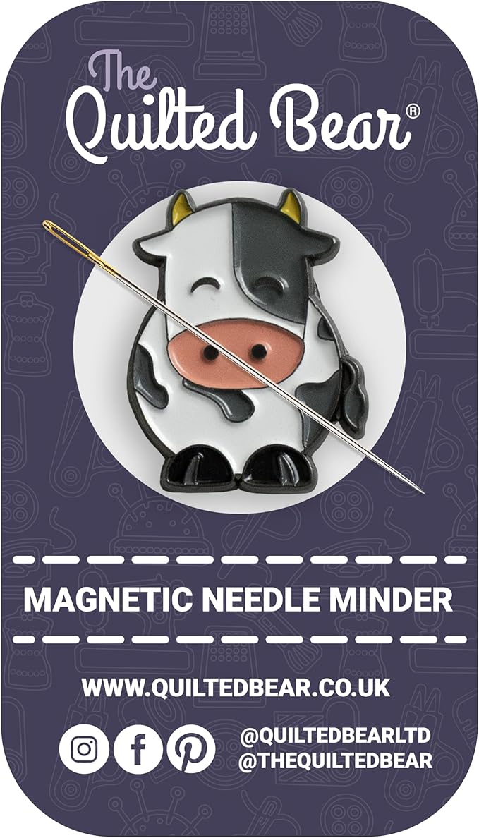 The Quilted Bear Needle Minder - Needle Minder Magnet for Keeping Sewing & Embroidery Needles, Cross Stitch Needles Safe - Stress Free Stitching Cross Stitch Supplies & Embroidery Supplies (Cow)