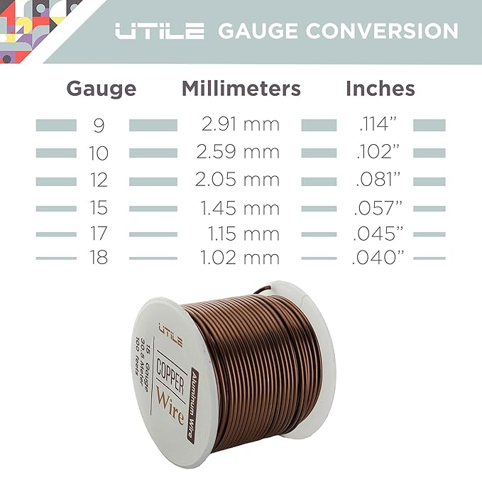 UTILE Bonsai Wire - Armature Aluminum Wire 100 ft 15 Gauge 1.8 mm Bonsai Training Wire, Tree Kit, Plant, Sculpting, Clay, Crafts, Bendable, Gardening, Beading and Jewelry Making (Copper)