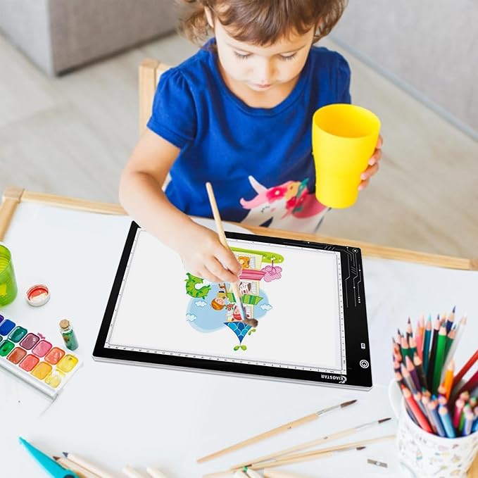 XIAOSTAR Rechargeable Light Box Drawing A4, Tracing Board with Adjustable Brightness for Artists, Animation Drawing, Sketching, X-ray Viewing (A4-RCG)