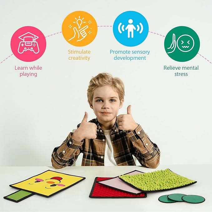 Sensory Wall Panel for Kids, Sensory Toys for Wall ＆ Floor, Sensory Mats for Autistic Children and Toddlers, Wall Busy Board Sensory Room Must Haves (Train)