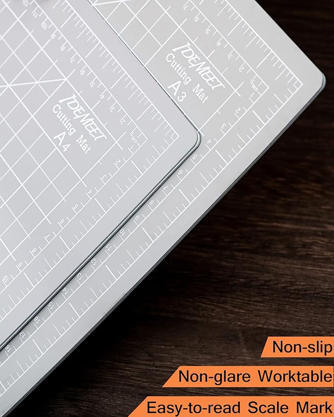 Density-upgraded 18"x12" Self Healing Cutting Mat, Idemeet Rotary Sewing Mat for Crafts, 5-Ply Blade Table Protector Cut Board for Fabric Leather Cutting Quilting Modeling Hobby Project, A3, Gray