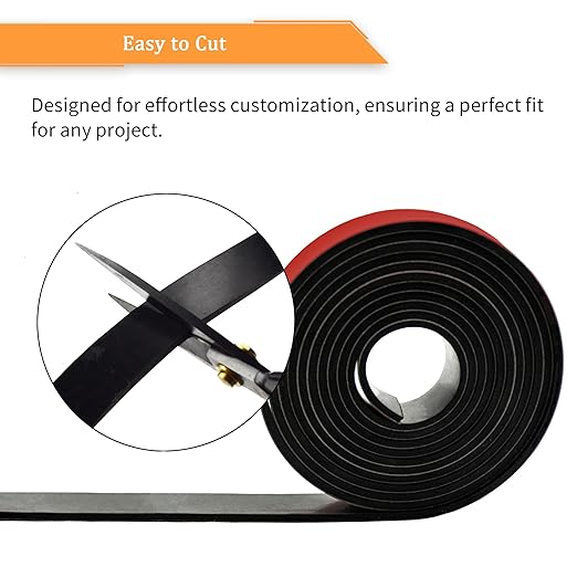 DOBTIM Solid Neoprene Rubber Strips with Adhesive Backing 1/8 (.125)" Thick x 1" Wide x 10' Long, Self Adhesive Rubber Sheets, Rolls & Strips for DIY Gaskets Crafts Pads Seals Warehouse Flooring
