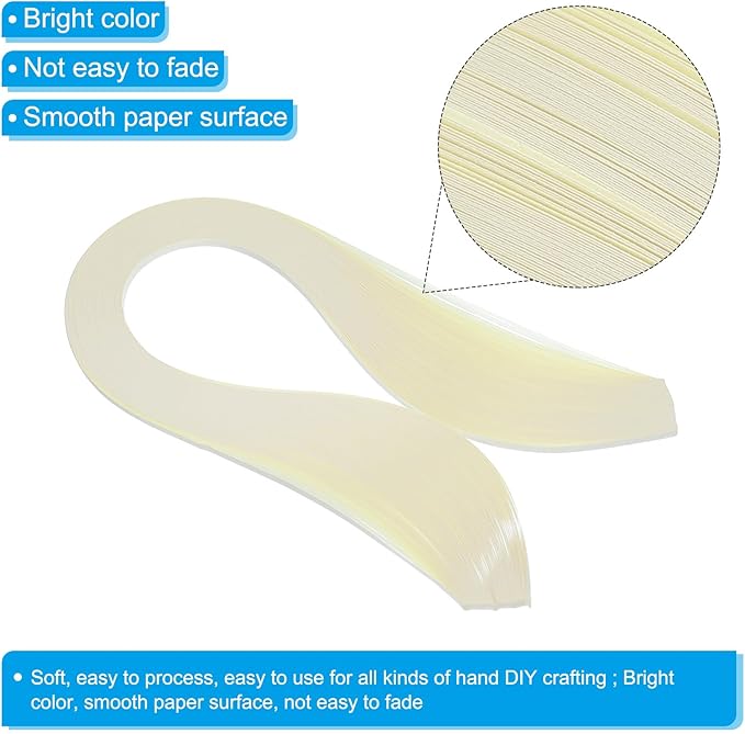 PATIKIL 600pcs Quilling Strips Paper 1/8"(3mm) 39cm Origami Paper Quilling Strip for Art DIY Hand Craft Christmas, Light Yellow