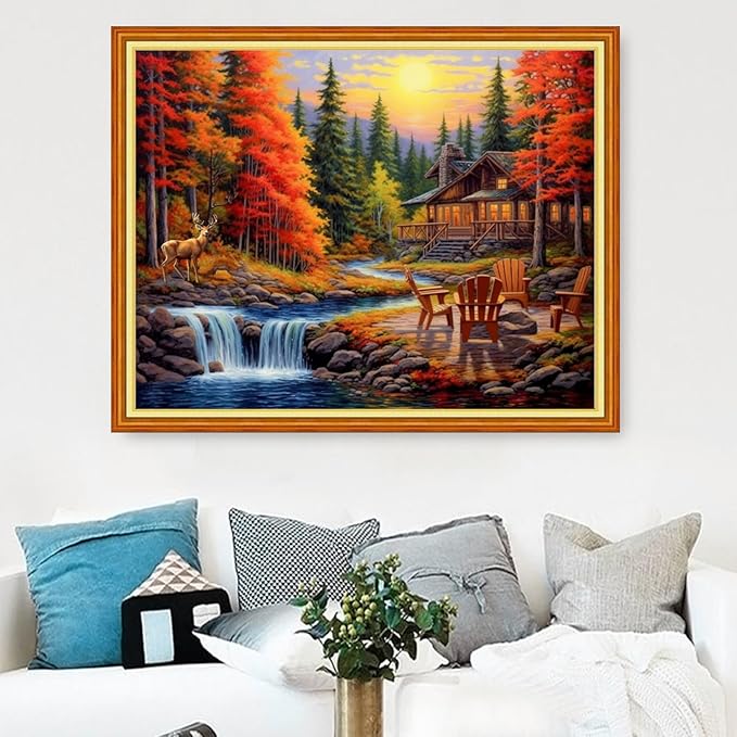 Magxvouy Cross Stitch Kits Stamped Full Range of Embroidery Kits,Cross Stitch Patterns Needlework Kits for Beginners 11CT Printed Kits&Dream Home 16x20 inch