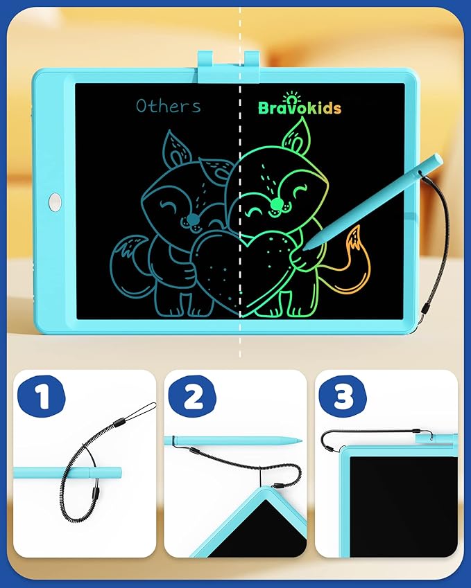 Bravokids Toys for 3-6 Years Old Girls Boys, LCD Writing Tablet 10 Inch Doodle Board, Electronic Drawing Pads, Educational Birthday Gift for 3 4 5 6 7 8 Years Old Kids Toddler (Blue)