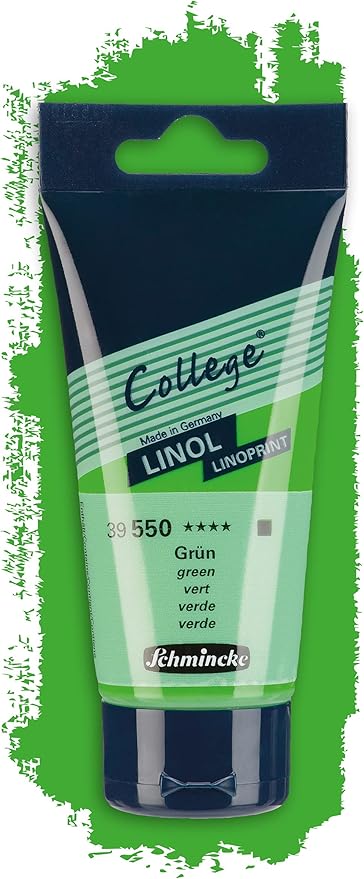 Schmincke - College Linol, Artists' lino Printing Inks, Green in 75 ml Tube, 39550013, Low-Odour Water-Based lino Printing Ink, lightfast, Even Print