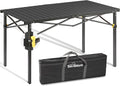 Portable Outdoor Camping Table Large for 2-6 Person - Foldable Camp Table with Aluminum Roll-Up Top & Carry Bag for BBQ, Tailgating, Backyard, 220 Lbs Capacity, Stable & Sturdy (Black)