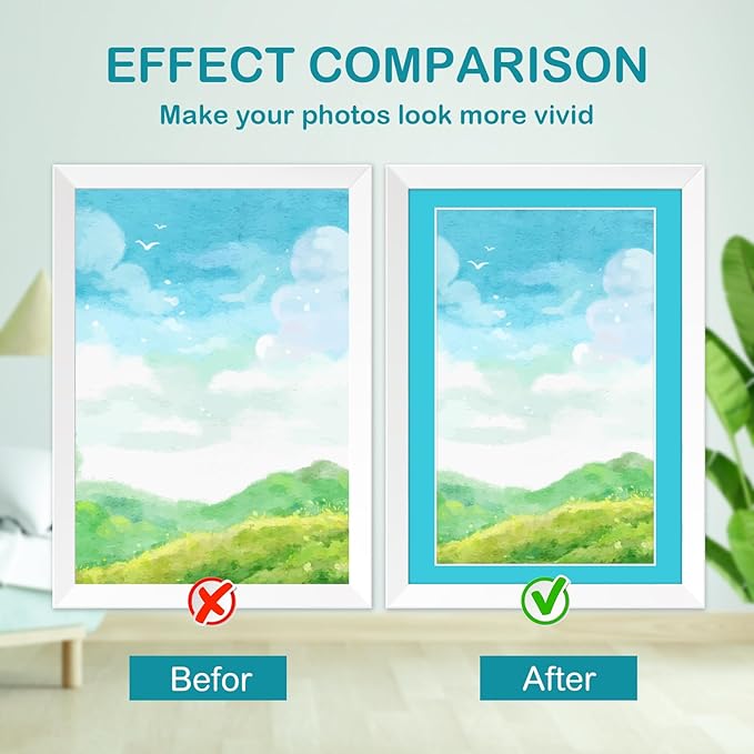 15 Pack 4x6 Picture Mats, Mixed Colors Frame Mattes for 3x5 Pictures Photo Frame Mat Core Bevel Cut Mat Board Show Kit for Photos, Prints, Artworks