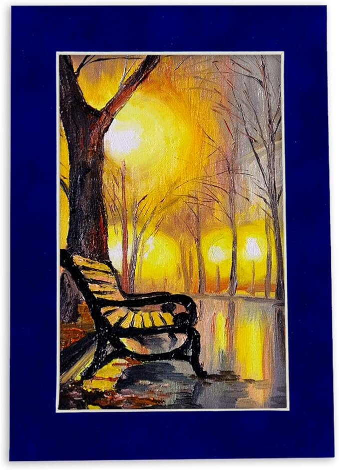 8x10 Mat Bevel Cut for 5x8 Photos - Acid Free Royal Blue Suede Precut Matboard - For Pictures, Photos, Framing - 4-ply Thickness