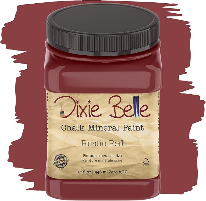 Dixie Belle Paint Company Chalk Finish Furniture Paint - Rustic Red (32oz) - Matte Brick Red Chic Chalk Mineral DIY Furniture Paint