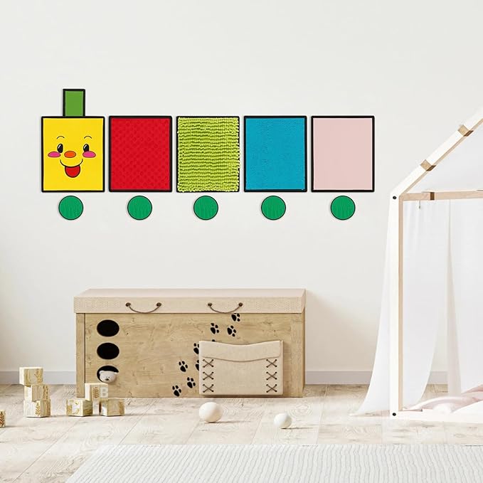 Sensory Wall Panel for Kids, Sensory Toys for Wall ＆ Floor, Sensory Mats for Autistic Children and Toddlers, Wall Busy Board Sensory Room Must Haves (Train)