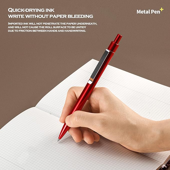 DUNBONG Silvery Metal Gel Pen, Gel Ink Ballpoint Pen, Black Ink, 0.5mm Retractable Ink Pen (Silvery)