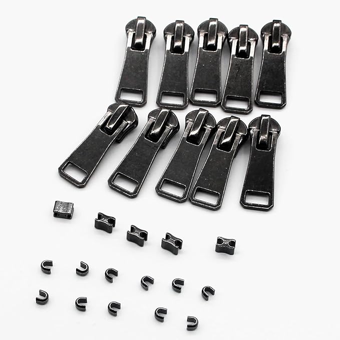 #5 Metal Zippers by The Yard Bulk 2 Yards Black Tape with 10 pcs Sliders Black Nickel Teeth Handmade Zipper for Sewing Craft Bag Backpack, Wallets, Purses Leekayer