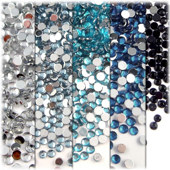 The Crafts Outlet 5-PK Set (7,200-Piece), Round 3mm Rhinestones, Flatback, Yellow Tones