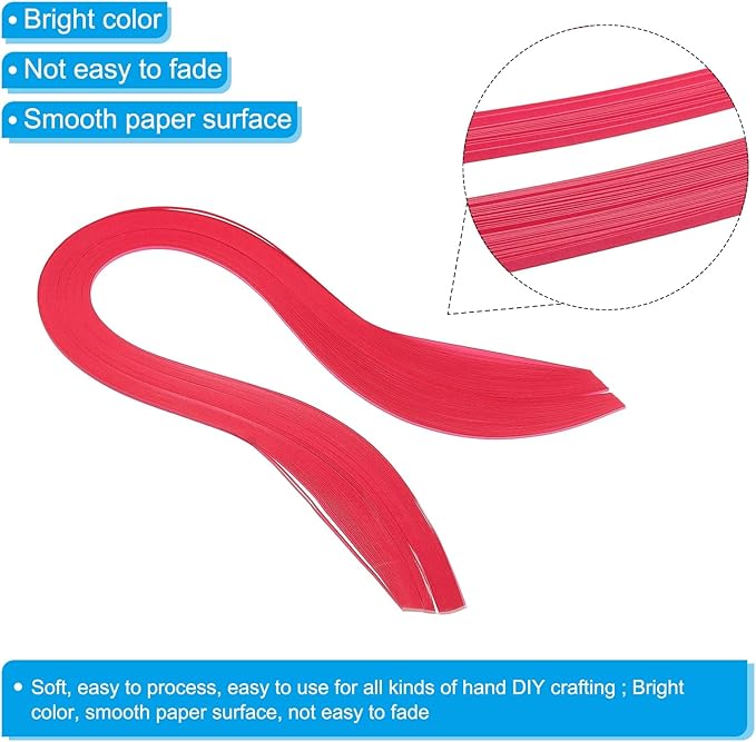 PATIKIL Quilling Strips Paper 600pcs 1.5mm 39cm Origami Paper Quilling Kits for Art DIY Hand Craft Christmas, Rose Red