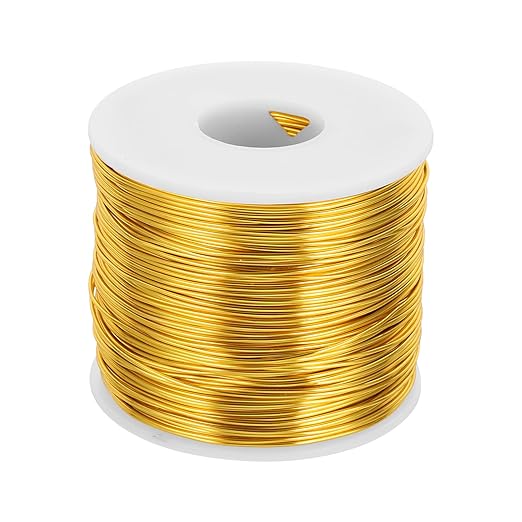 MECCANIXITY 18 Gauge Anodized Aluminum Craft Wire Bendable Bonsai Training Wire 492 Feet 1mm for Sculpting Crafts Wreath Floral Beading Jewelry Making, Gold Tone
