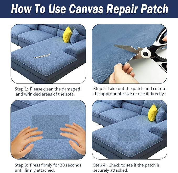 Canvas Repair Patch, 17X158 Inch Strong Sticky Fabric Repair Tape, Self-Adhesive Fabric Patch for Sofas, Tote Bags, Clothing, Car Seats, Furniture (Medium Grey, 17X158 Inch)