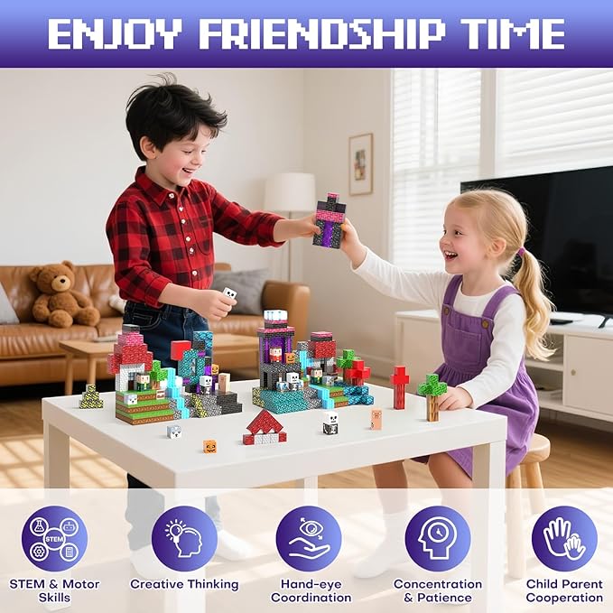 150PCS Magnetic Blocks - Magnet Tiles Toys for Kids, Magnetic Building Blocks Cubes, Stacking Magnets Toys for Kids, Birthday Gifts for Boys and Girls Age 3+ Years Old