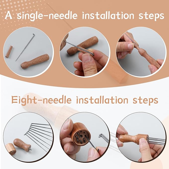 SOCNITC Needle Felting Tools, Needle Felting Kit, 4.5"x3.5" Needle Felting Pad, Wooden Handle Scissor for Beginner & Professional DIY