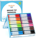 Shuttle Art 120 Count Washable Markers, 10 Assorted Colors Broad Line Conical Tip Large Markers Bulk with a Box, Home Classroom School Supplies for Toddlers Kids Adults Students Teachers
