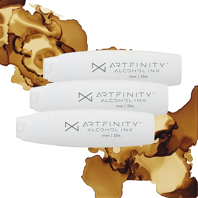 Alcohol Inks 3 Pack - Vibrant, Professional, Dye-Based Alcohol Inks for Artfinity Alcohol Markers, Artists, Drawing, & More! - Khaki Y7-45