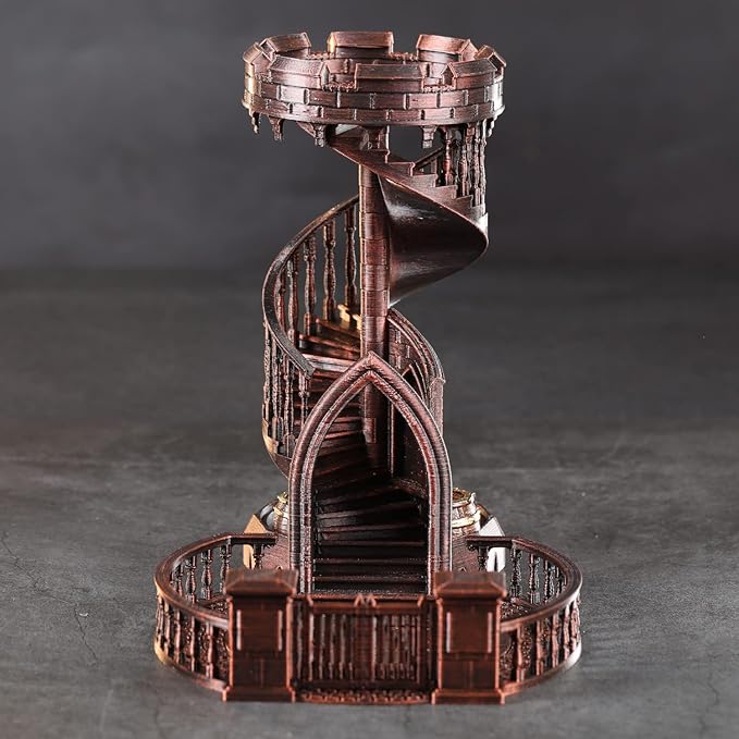 AUSPDICE DND Dice Rolling Tower Castle for D&D Dungeons and Dragons Role Playing Games Retro Themed (Red Copper Color)