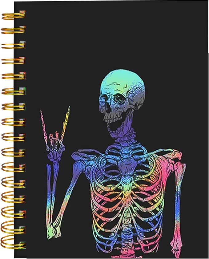 iampanda Spiral Journal Notebook,Funny Cool Strong TwinWire Binding with Premium Paper for Girl Women,60 Sheets A5 College Ruled NotebookJournal,Perfect for School Office Home Gifts,Colorful Skull