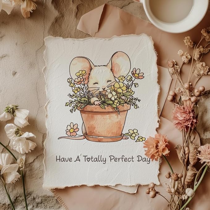 Cute Mouse Garden Planting Flowers Animal Clear Stamps for Scrapbooking DIY Crafting Paper Crafting Card Making Garden Friends Cut Dies Set Happy