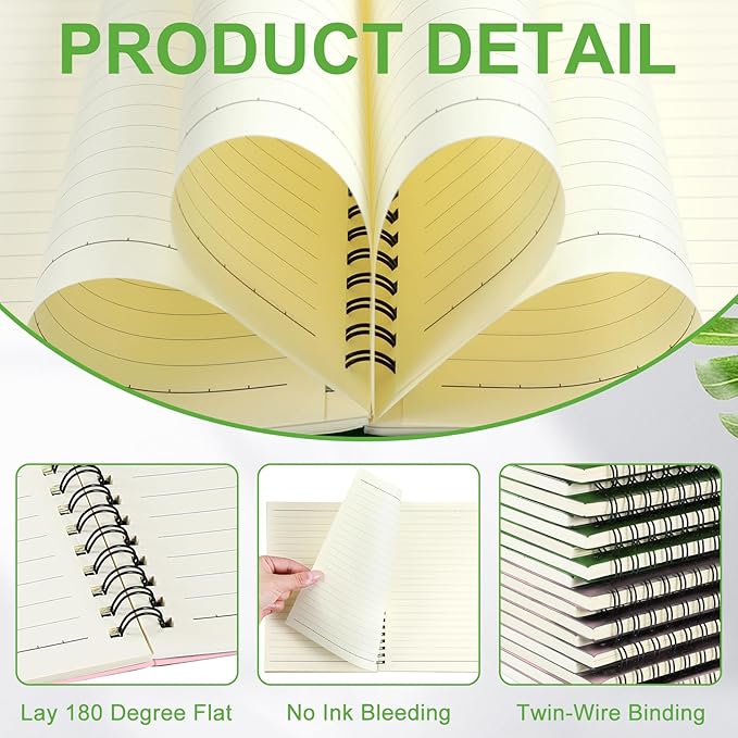 Yahenda 18 Pcs Spiral Notebook Bulk A5 Journal Lined 8.3'' x 5.5'' Writing Composition Paper Small Notepad Subject Notebook for Students Office Business Back to School Supplies (Pink,Light Green)