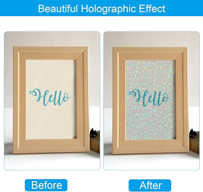 PATIKIL 11.7x8.3" Holographic Sticker Paper, 20Sheets A4 Polypropylene Self-Adhesive Transparent Waterproof Laminate Overlay Film for Photo Cards Scrapbook Decorations, Little Circle