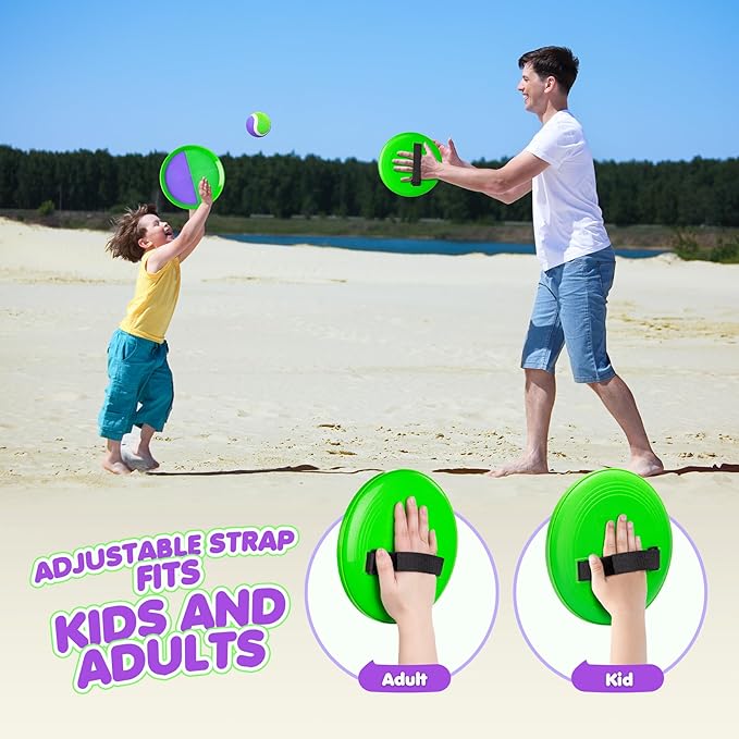 Toss and Catch Ball Set Upgraded 6 Pack- Kids Toys Outdoor Games for Whole Family - Water-Resistant Great for Beach Pool Yard Games - Classic Gift for Boys Girls 3 4 5 6 7 8 9 10 11 12+ Years Old