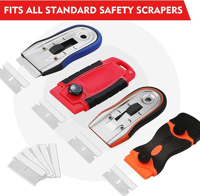 WORKPRO 200-Pack Single Razor Edge Blades, Industrial Scraper Razor Blades, High Carbon Steel One Edge Razor Blades