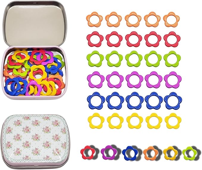 Metal Flower Stitch Markers,Colorful Crochet Stitch Markers,Knitting Stitch Markers with Storage Case,Crochet Gift for Knitting Weaving Lovers (Flower)
