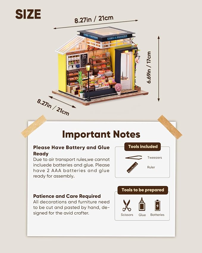 DIY Miniature House Kit, Miniature Bakery Kit, DIY Dollhouse Kit for Adults, Model Bakery, Mayberry Street Miniatures, Ideal Gifts for Birthday,Valentine Christmas(Bakery & Desserts)