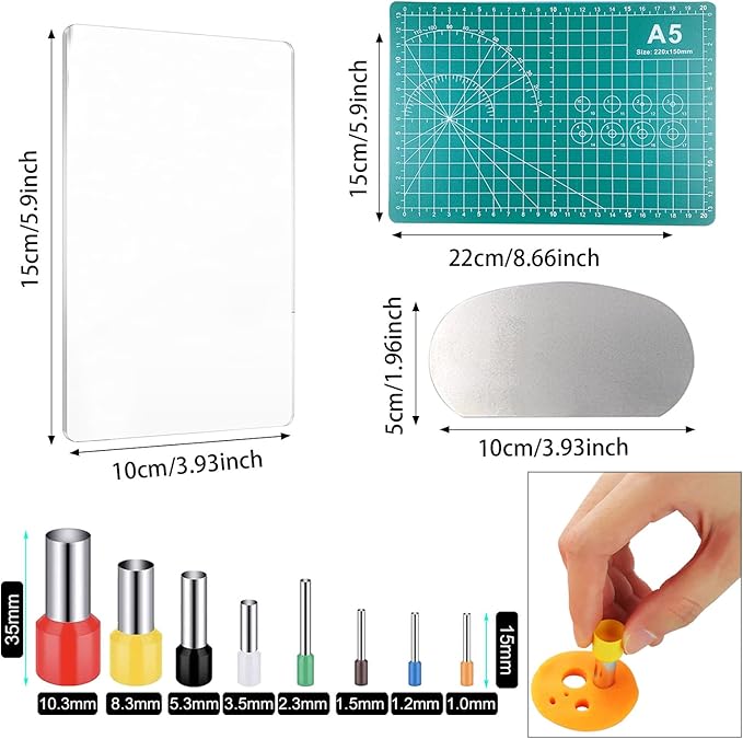 Yayatty Polymer Clay Tools, Acrylic Clay Roller, Acrylic Sheet, Rotary Cutting Mat, Round Polymer Clay Cutters with Clay Slicer Blade for Pottery and Sculpture (43 PCS)