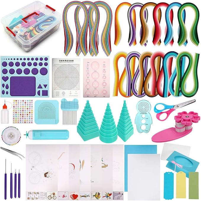 MDLUU Paper Quilling Kit with 1860 Strips and Quilling Tools and Storage Box, Paper Quilling Craft Great for DIY Learning Class, Home Decoration, Birthday Gift