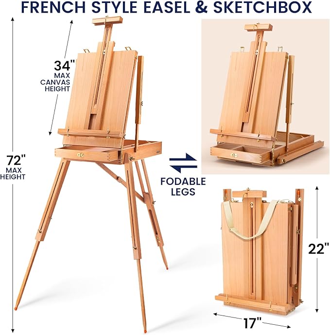 188Pcs All-in-One Art Painting Kit with French Easel, 96 Acrylic, Watercolor & Oil Paint Set, Complete Art Supplies Painting Set for Adults, Artists, Beginners